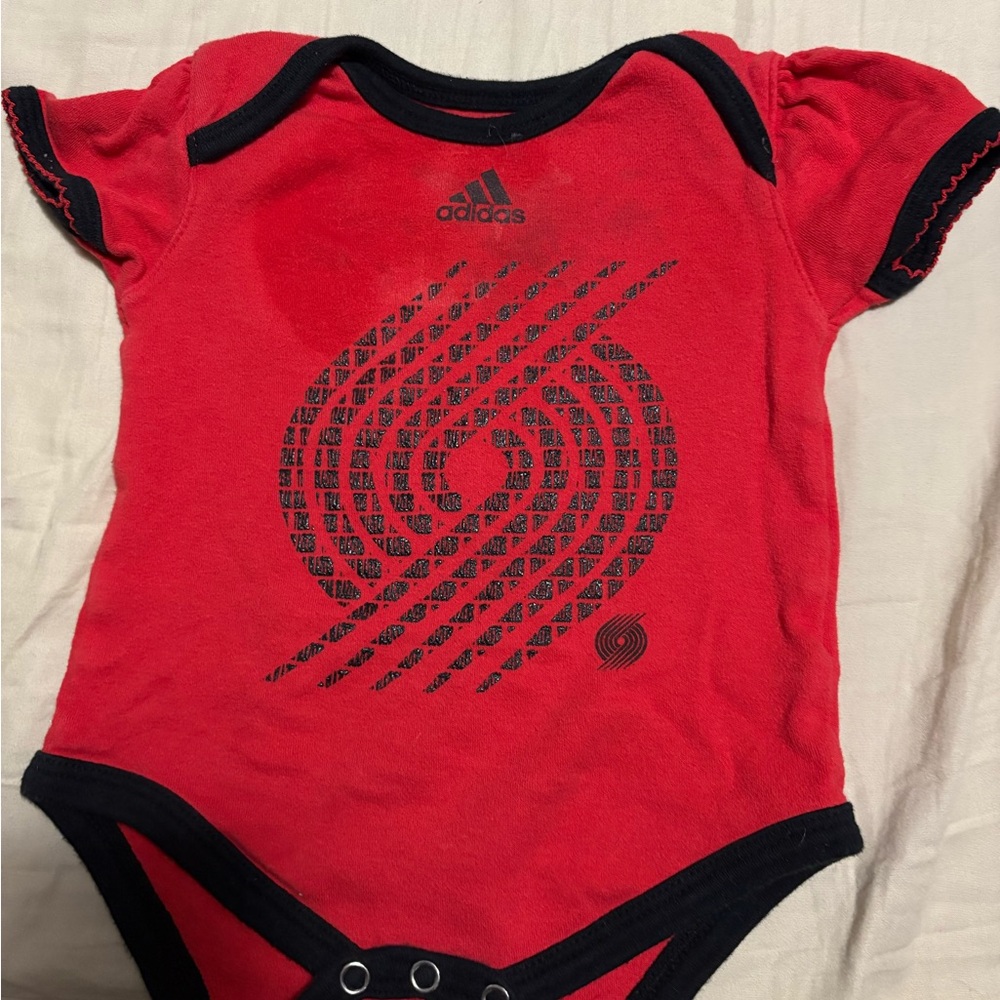 Adidas Red and Black Bodysuit with Athletic Design